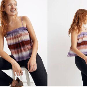 Madewell Texture & Thread Micropleat Tank Top in Ombré Rainbow, Size XL